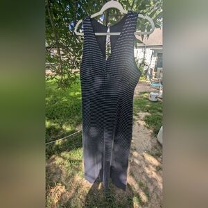 Vintage Navy Blue & White Polka Dot Jumper Jumpsuit